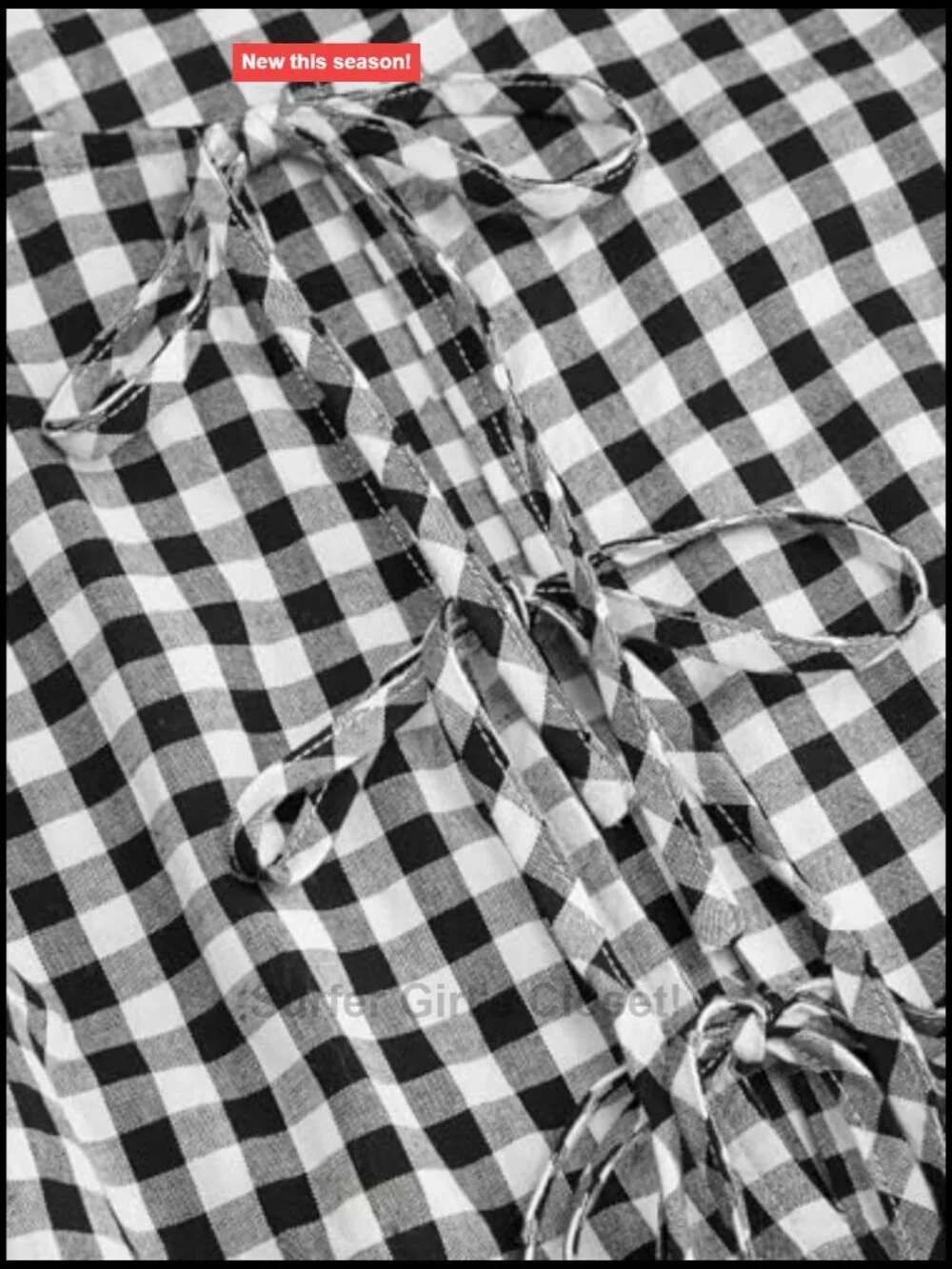 Gingham Puff Sleeve Tie Front Mini Dress Smocked Waist Babydoll Cotton Casual